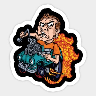 Monster Engine Car Illustration Sticker